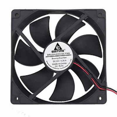 【 Ready stock 】1 Pcs Gdstime DC 24V Dual Ball PC Cooling Fan 120mm x 25mm Brushless Cooler 120*120mm 300RPM High Speed 0.26A 12025B 2Pin