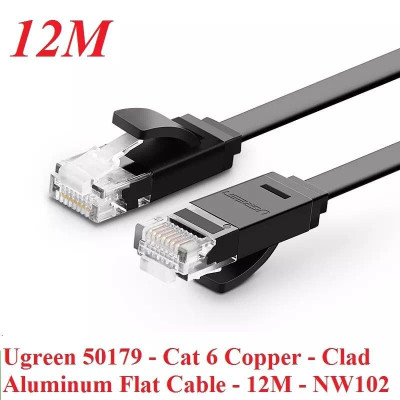 Ugreen UG50179NW102TK 12M màu Đen Cáp mạng LAN CAT6 dây dẹt - HÀNG CHÍNH HÃNG