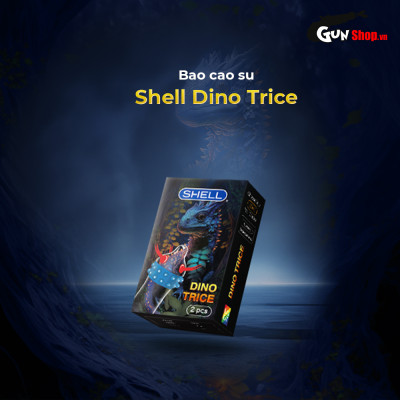 Bao cao su Shell Dino Trice - Hộp 2 cái - 1 bao gai, 2 vòng bi + 1 bao Shell Performax