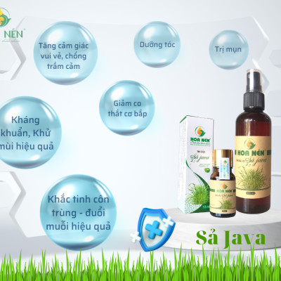 Tinh dầu Sả Java nguyên chất Hoa Nén 3ml - 100ml - Đuổi muỗi, khử mùi, kháng khuẩn