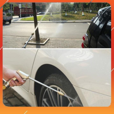 Vòi Xịt️Evoucher Bộ dây vòi xịt nước rửa xe, tưới cây , tăng áp 3 lần, loại 20m 206701 đầu đồng,cút,nối đen+  đai