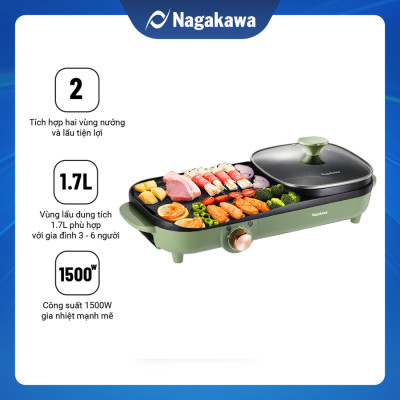 Bếp lẩu nướng điện đa năng Nagakawa NAG3104 (1500W) - Hàng chính hãng