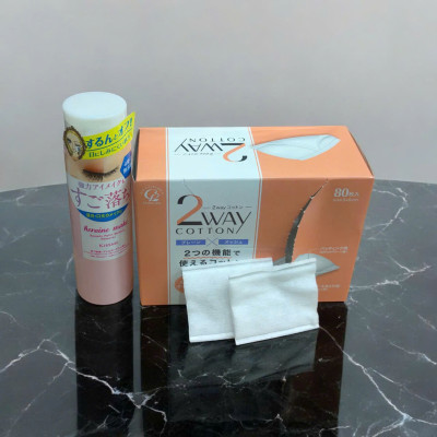 Combo Bông Tẩy Trang Cotton Labo Và Nước Tẩy Trang Nhanh Cho Vùng Mắt Kissme (120 mL)