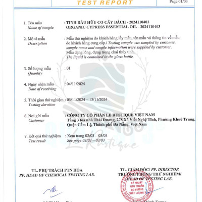 Tinh Dầu Cây Bách - 100% Nguyên Chất Hữu Cơ - Le Rustique - Tinh Dầu Bản Địa Pháp