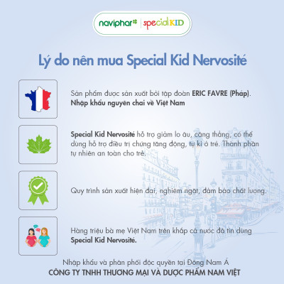 Siro Special Kid Nervosité - Hỗ trợ an thần, thư giãn thần kinh, giảm kích thích não bộ, giúp ngủ ngon, cải thiện chức năng não bộ sự tập trung phản xạ, trí nhớ - 125ml
