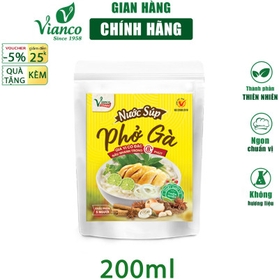 Combo 3 Gói Gia Vị Súp Cô Đặc Vị Phở Bò - Phở Gà - Bún Bò Huế gói 200ml Vianco Foods Tiện Lợi