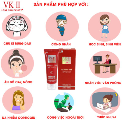 Sữa rửa mặt VK II Cleasing Foam Collagen Love Skin White 80ml