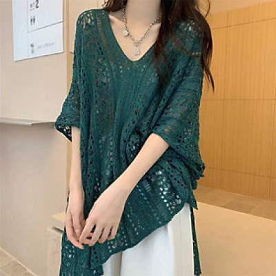 Áo Lưới Đi Biển, Áo len dệt kim tay dài chống nắng thiết kế lưới phong cách mùa hè, mặc đi biển Haint Boutique Al80