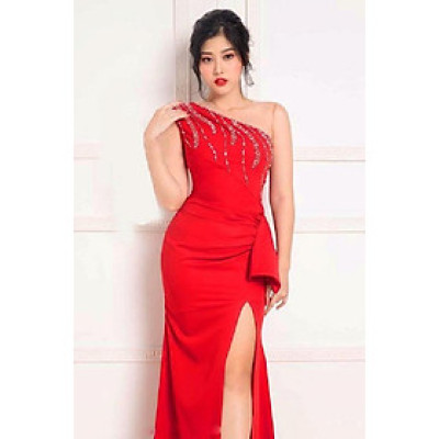 Đầm dạ hội xéo vai 