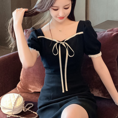 Đầm Ngắn Dễ Thương Nơ Trắng Và Viền Tay DN087 MayHomes Kiểu Dáng Thời Trang