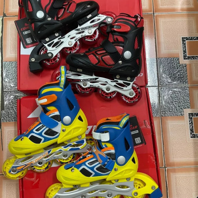 [Tặng Bảo Vệ Hoặc Túi] Giày Patin Trẻ Em Cougar 835LSG, Bánh Đầu Có Đèn Phát Sáng, Có Nút Chỉnh Size