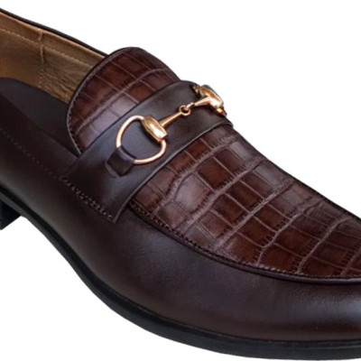 Giày tây nam Trường  Hải da bò dập vân cá sấu màu nâu  cao cấp đế cao 4cm GT210