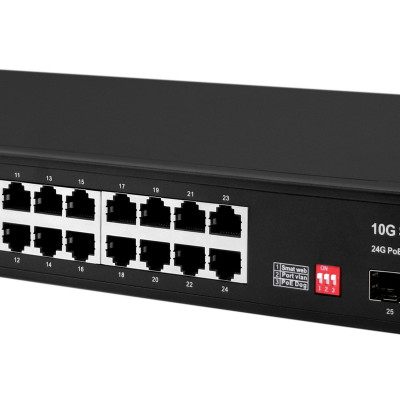 Bộ chuyển mạch 28 Port Managed Web Smart Gigabit Switch, 24 Port PoE, 4 SFP, 350W power supply - Xmethod Network - Hàng chính hãng 