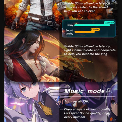 CINCATDY Tai Nghe Bluetooth V5.0 Earbuds Gaming Headphone True Wireless Headset ME-19T