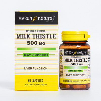 Mason Natural Milk Thistle 500mg Hỗ trợ tăng cường chức năng gan lọ 60 viên