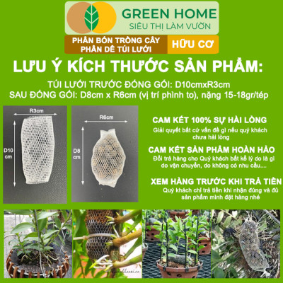 Phân Dê Trồng Lan Greenhome, 25 Túi Lưới Dài 10cm, Đã Qua Xử Lý, Không Mùi, Kích Rễ Phong Lan, Hoa Đậm Màu Lâu Tàn