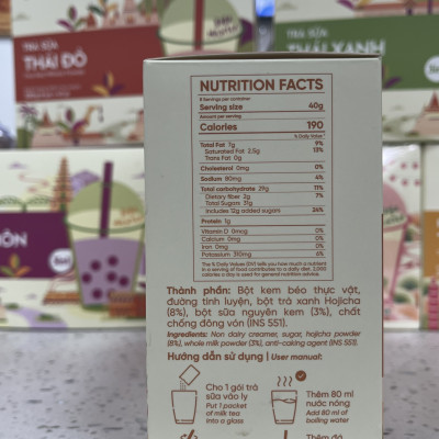 Bột trà sữa Nướng 3in1 Déli - Hộp 320Gr (8 gói) , pha chế trà sữa tiện lợi, nhanh chóng