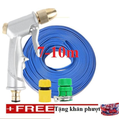  Bộ dây vòi xịt nước rửa xe, tưới cây . tăng áp 3 lần, loại 7m, 10m 206701 đầu đồng,cút, + tặng khăn phượt