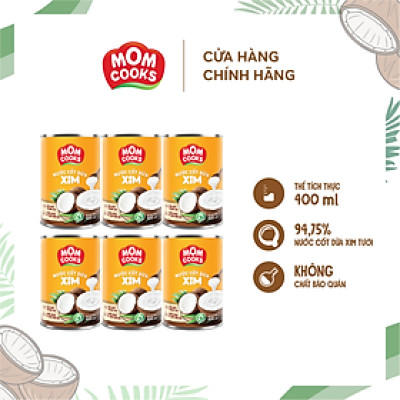 Combo 6 lon Nước cốt dừa MomCooks 400ml/lon
