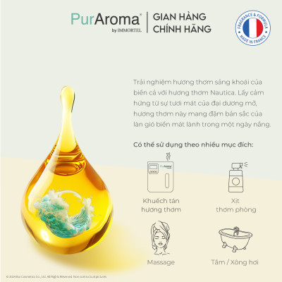 (Đậm Đặc | Chai Lớn) Tinh dầu HƯƠNG BIỂN nguyên chất PurAroma by IMMORTEL - Chính hãng Pháp