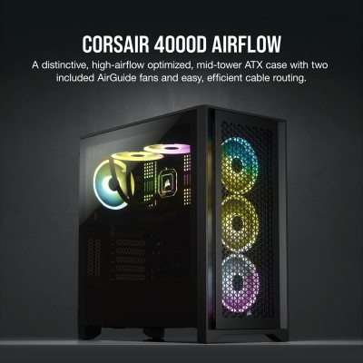 Vỏ Case Máy Tính Corsair 4000D AIRFLOW Black - Hàng Chính Hãng