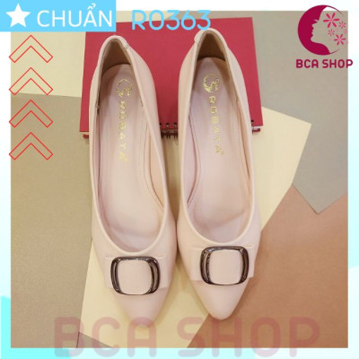 [CÔNG SỞ]  Giày cao gót nữ màu 4p RO363 ROSATA tại BCASHOP bít mũi, nhấn nơ kim loại vuông, kiểu dáng công sở thanh lịch