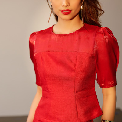 Áo Peplum Tweed Phượng Hoàng TOP184 Thời trang thiết kế Hity