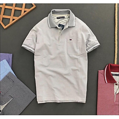 Áo thun nam trung niên cotton 100% mẫ sọc có túi cao cấp 