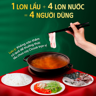 Combo 4 Lon Xốt Lẩu Chua Cay Cicook, Ngon Chuẩn Vị Không Cần Thêm GIa Vị 370g *4