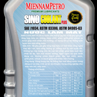 Nước Làm Mát MiennamPetro Sino Coolant Plus SAE J1034 1L Phù Hợp Xe Máy, Xe Ô Tô Và Thiết Bị Công Nghiệp