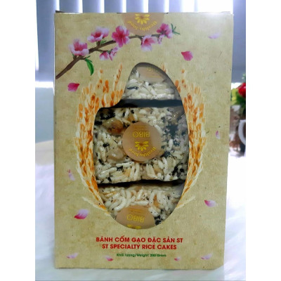 Combo 4 hộp cốm gạo thơm ngon từ gạo đặc sản ST trứ danh hiệu BIBO, làng nghề truyền thống 50 năm, sản phẩm thuần chay