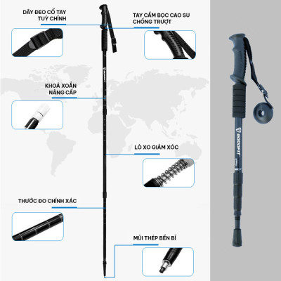 Gậy leo núi, đi bộ, trekking GoodFit GF03E chất liệu hợp kim nhôm có thể rút gọn