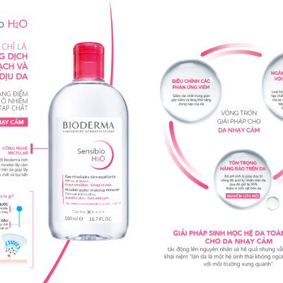 Nước tẩy trang dành cho da nhạy cảm BIODERMA Sensibio H2O 500ml