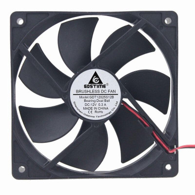 【 Ready stock 】Gdstime1 Pcs 120*120*25mm Two Ball Bearing Cooling Cooler DC 12V 0.3A Axial Ventilation Fan 120mm x 25mm 12cm 2Pin 12025B