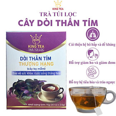 Trà Dòi Thân Tím Kingtea 30 túi lọc - Trà Dòi Tím - Bọ Mắm Tím - Giúp Giảm Ho Bổ Phổi Tăng Đề Kháng