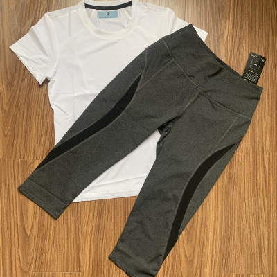 SET ĐỒ NỮ GỒM QUẦN LEGGING LỬNG VÀ ÁO THUN NỮ NGẮN TAY ĐA NĂNG