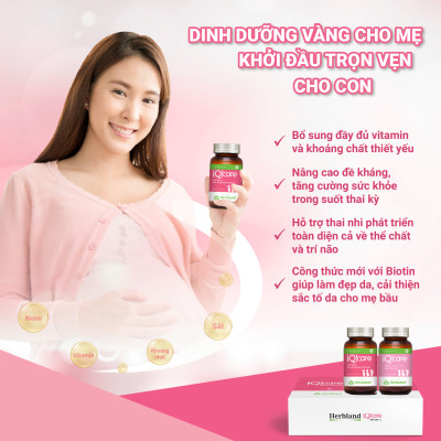 Viên uống IQKARE bổ sung Vitamin, khoáng chất cho mẹ bầu (Hộp 2 lọ/30 viên)