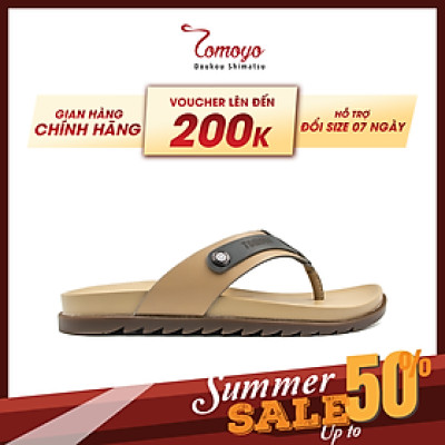 Dép Xỏ Ngón Tomoyo Da Bò Thật Đế Rãnh Chống Trượt TMD316