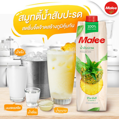 Nước Ép Dứa Malee 1L - Nhập Khẩu Thái Lan | Malee 100% Pineapple Juice 1L