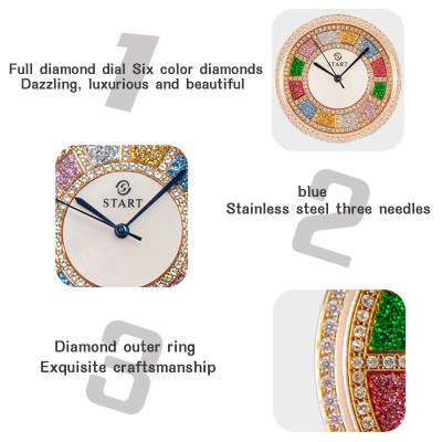 【START】đồng hồ nữ Mặt số nạm kim cương đồng hồ thạch anh Nhiều màu sắc để lựa chọn đồng hồ dây đai thiết kế mỏng