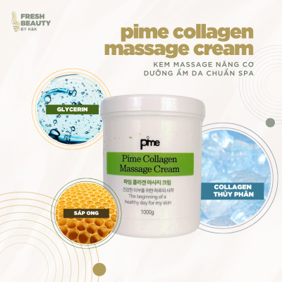 Kem massage mặt Pime Collagen Massage Cream hỗ trợ tăng đàn hồi da, dưỡng ẩm phục hồi chuyên dụng tại Spa 1000g