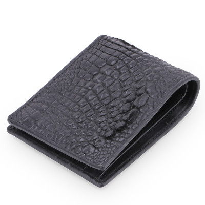 HJ2219 - Bóp nam Huy Hoàng da cá sấu ngăn sau màu đen