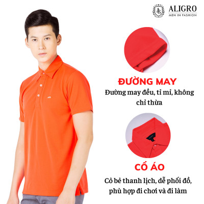 Áo polo nam ngắn tay ALIGRO vải 100% cotton mềm mịn, co giãn, thấm hút mồ hôi ALGPLO9