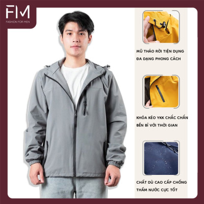 Áo khoác dù chống nắng nam, túi khóa kéo, nón có thể tách rời tiện lợi - FORMENSHOP - FMTHT050
