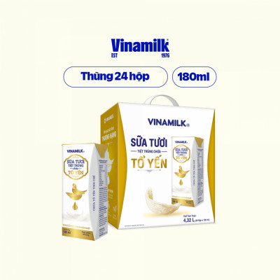 Thùng 24 hộp Sữa tươi tiệt trùng chứa tổ yến Vinamilk Green farm - hộp 180ml