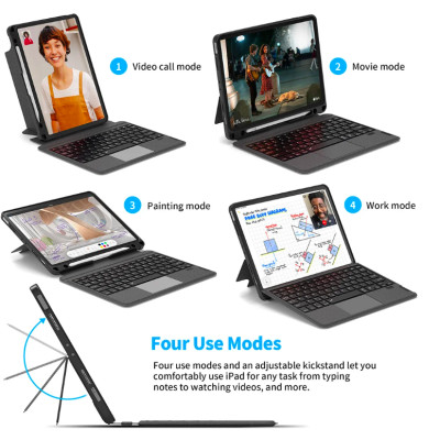 Bao da bàn phím cho iPad A16 Gen 11 , Pro 11inch M4 2024, iPad Pro 13inch M4 2024 , iPad Air 6 11inch M2, iPad Air 6 13inch , Air 11inch M3 , Air 13inch M3 có Trackpad hiệu WIWU Magtouch - Hàng chính hãng