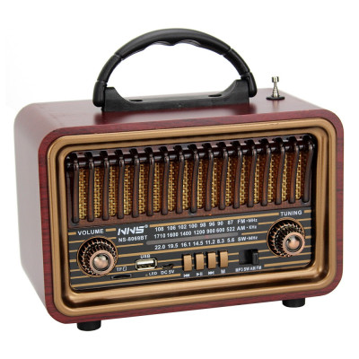 ĐÀI FM NNS NS-8070BT Cổ Điển Retro Đài Phát Thanh Fm Am Sw 3 Băng Tần  Radio Với Usb Sd Tf Máy Nghe Nhạc Mp3 Bằng Gỗ-Hàng Chính Hãng