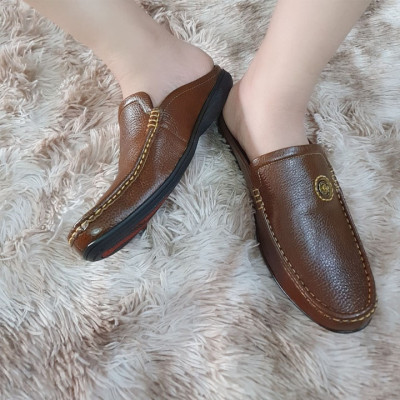 Dép Bít Mũi Nam Da Bò Thật Trường Hải Màu Đen Dép nam Thời Trang Cao cấp DN130 