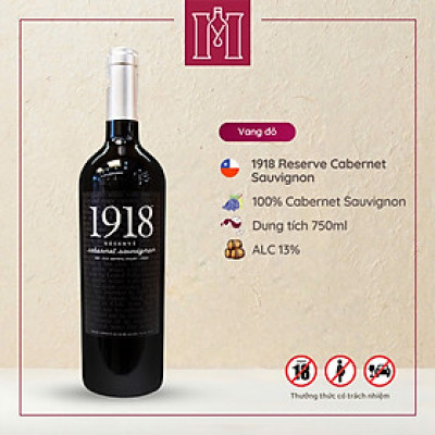Rượu vang đỏ Chile 1918 Reserve Cabernet Sauvignon 750ml 14.5% - Hàng chính hãng