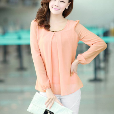 Áo kiểu nữ thiết kế dài tay vải trơn ale29